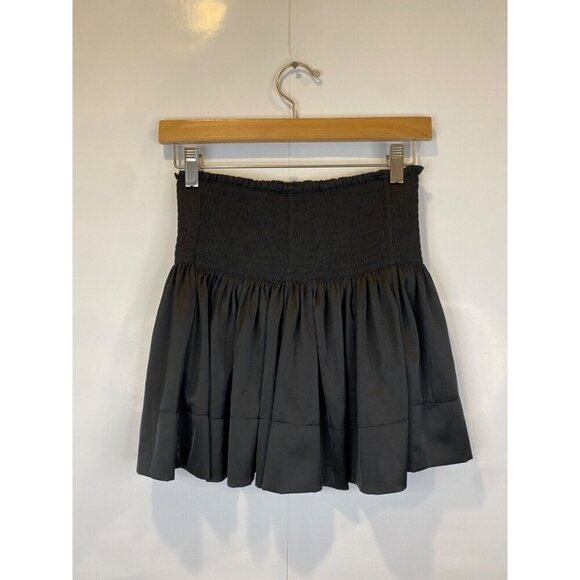 Natural Life Black Satin Daisy Short Smocked Waist High Rise Size Small GUC - Picture 2 of 5